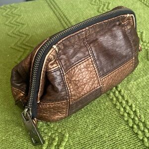 Vintage Y2K ROXY LIMITED EDITION brown patchwork zipper clutch purse bag